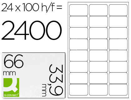 CJ100 hojas A4 2400 etiquetas adhesivas Q-Connect 66x33,9mm.  ILC